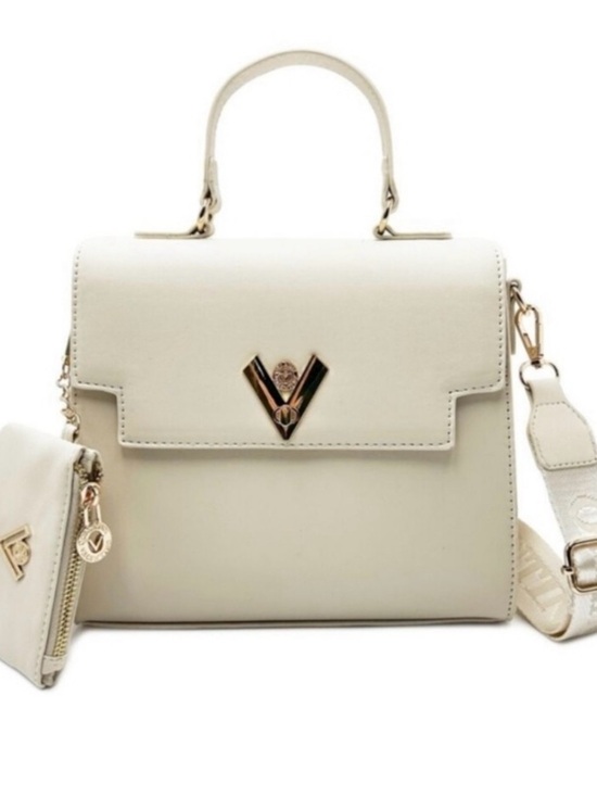 Valentino Orlandi Handbags - Valentino Orlandi Cream Top-Handle Satchel with Strap and Coin Pouch